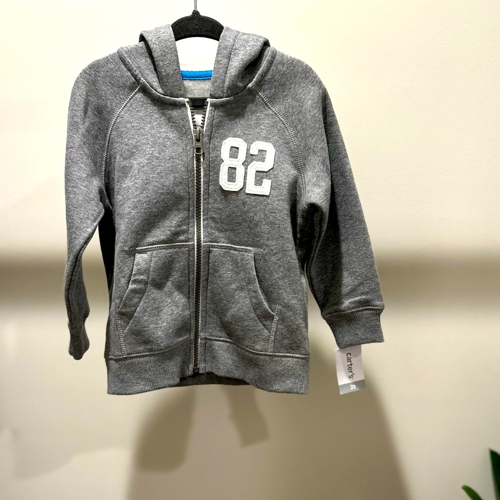 New with TAG Carters boys Grey hooded Jacket 2T